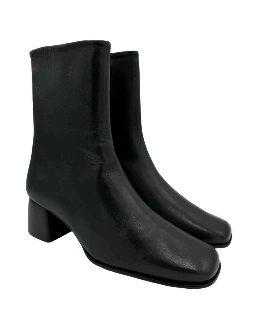 Filippa K Smooth Leather Ankle Boots With Squared Toe And Block Heel