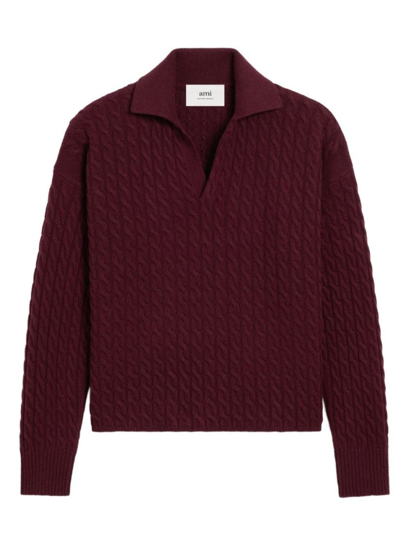 Ami Wool And Cashmere Long-Sleeve Polo Shirt