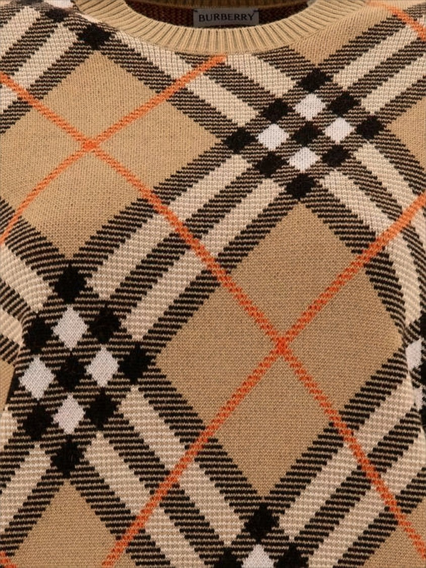 Burberry Classic Check Sweater With Ribbed Cuffs