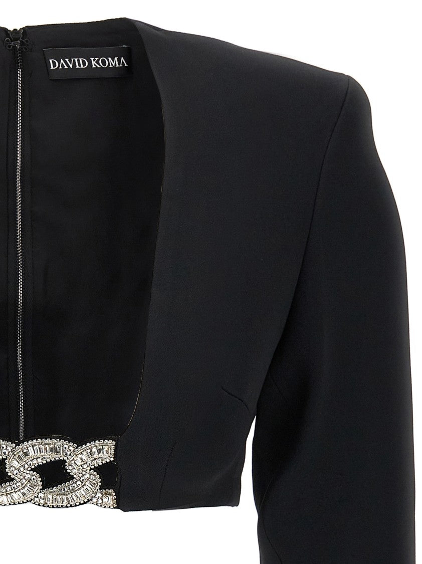 David Koma 3D Crystsal Chain And Square Neck' Top