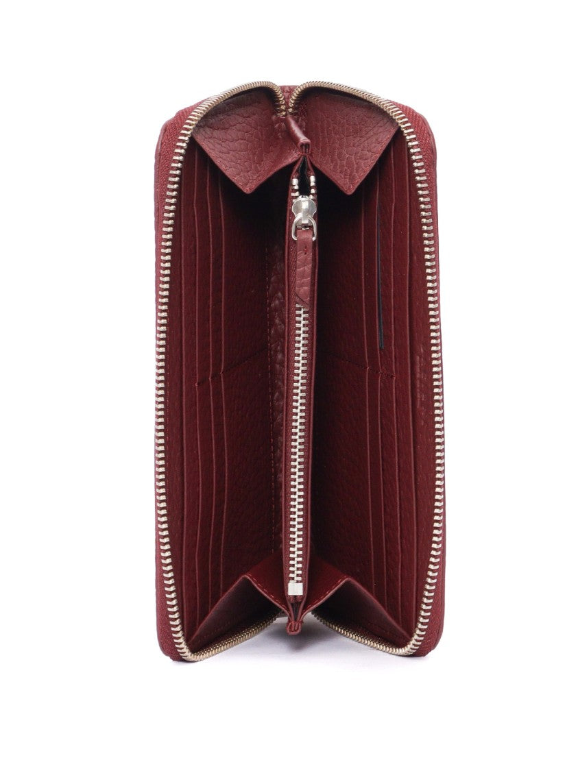 Claudio Orciani Rectangular Zip-Around Wallet In Textured Calf Leather