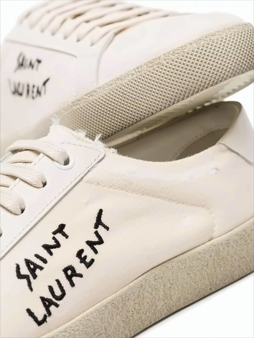 Saint Laurent Low-Top Sneakers With Canvas Upper And Leather Accents