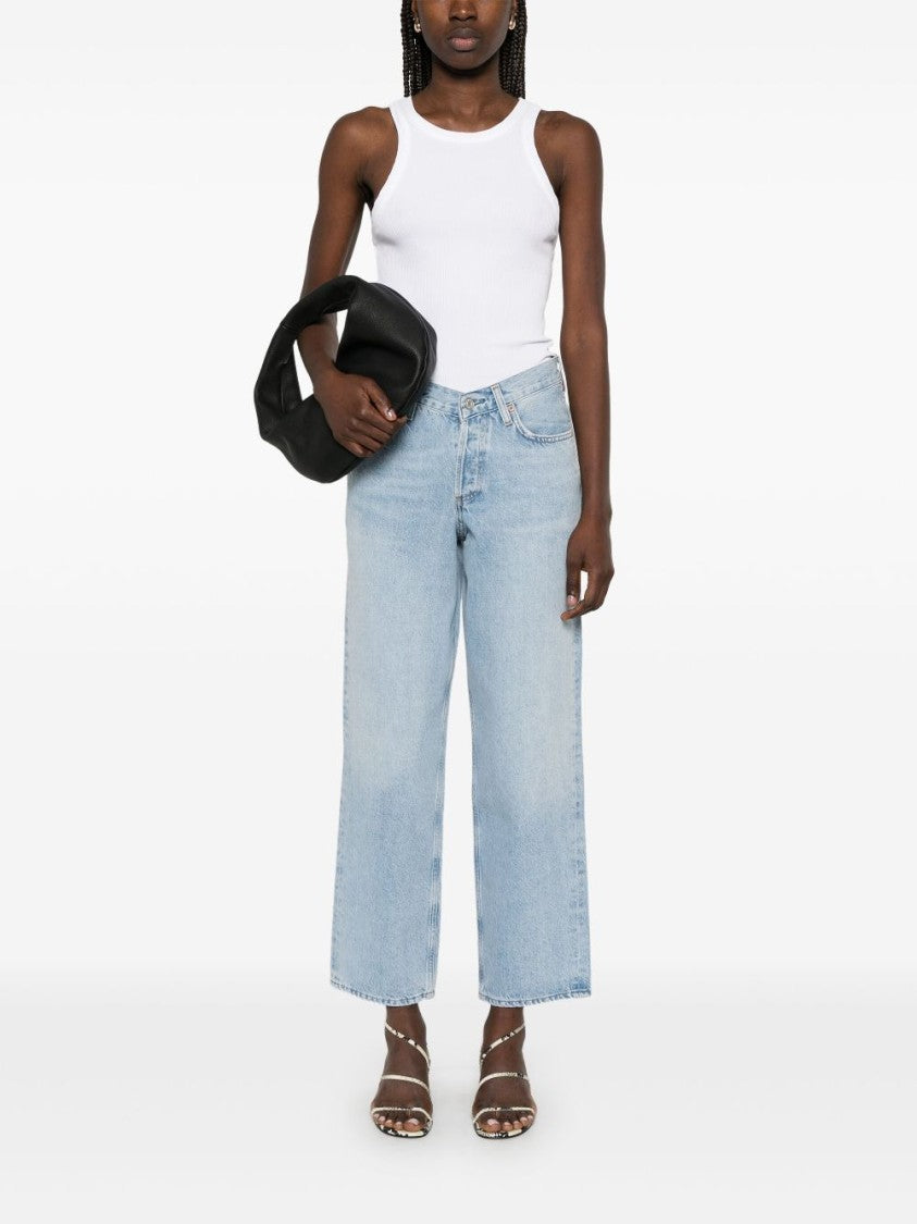 Agolde Wide-Leg Light Blue Jeans With Concealed Fly And Classic 5-Pocket Design
