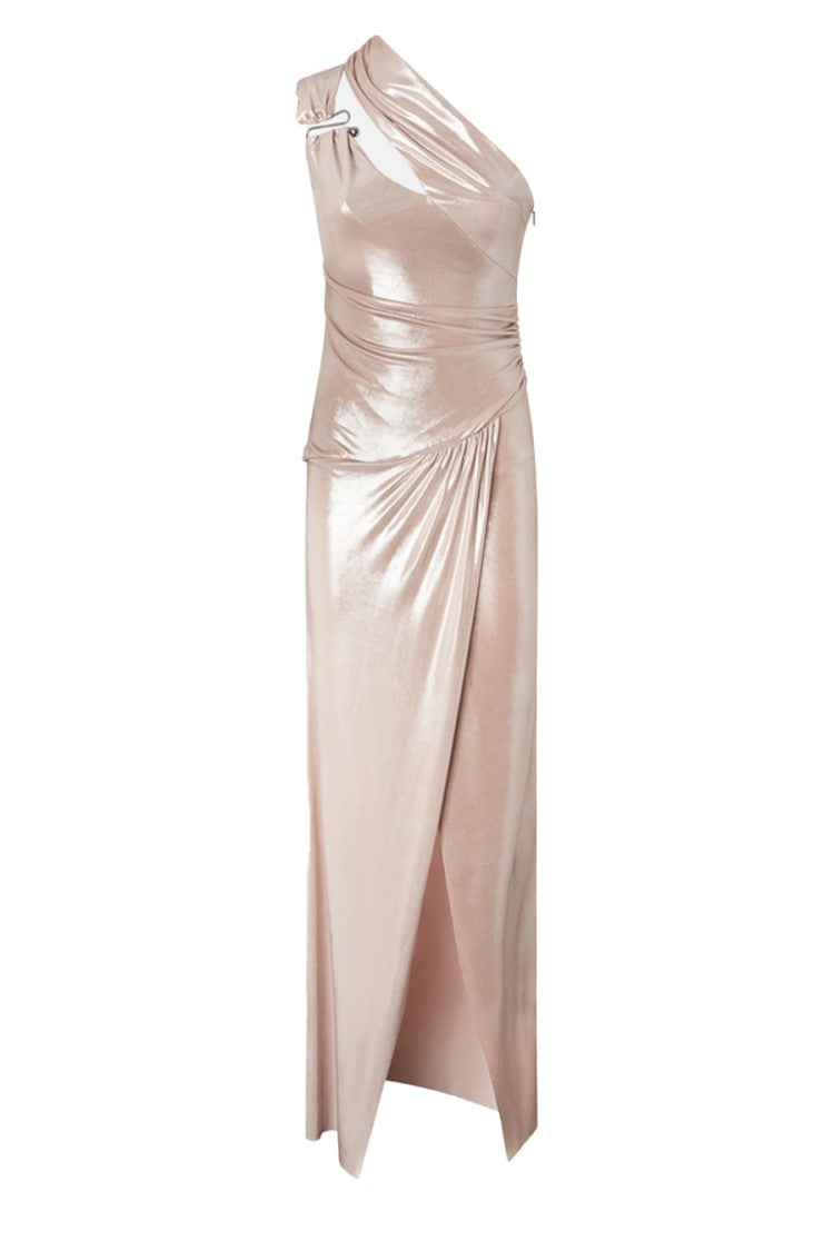 Pinko One-Shoulder Draped Dress With Side Slit