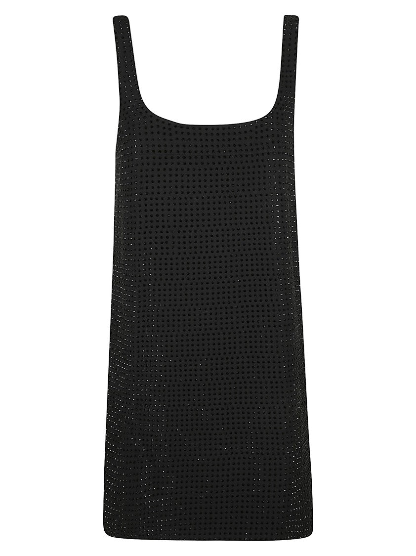 Pinko Sleeveless Black Mini Dress With Intricate Embroidery