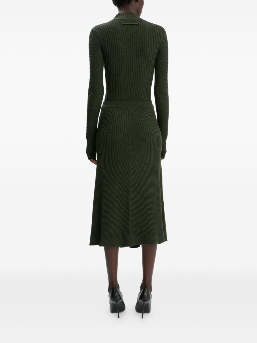 Victoria Beckham Fitted Green Merino Wool Sweater