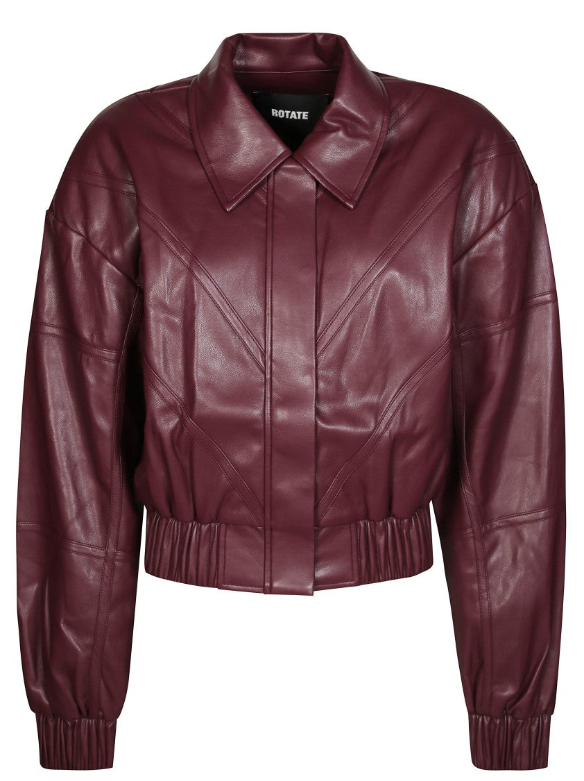 Rotate Cropped Burgundy Bomber Jacket