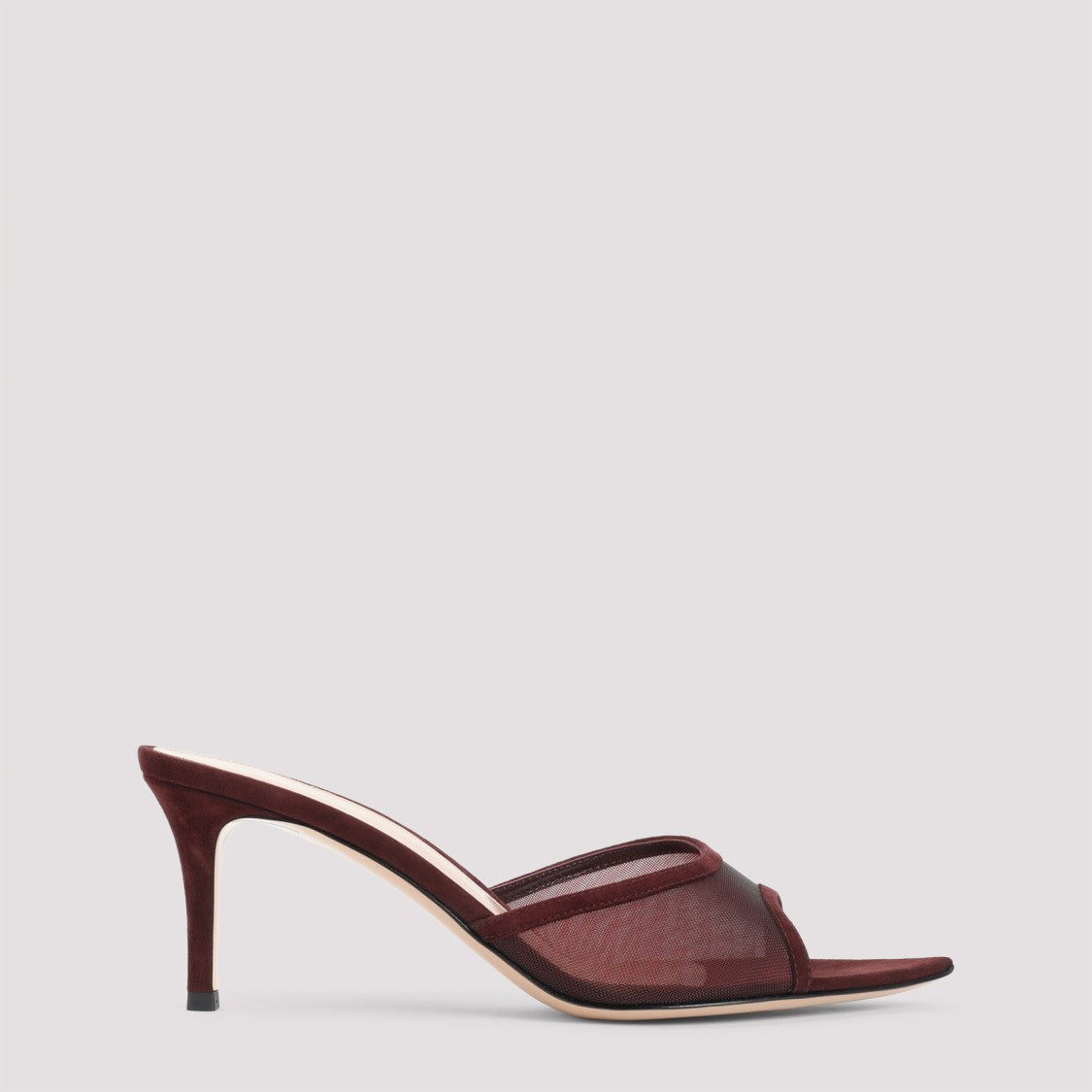 Gianvito Rossi Elle 70 Mules With Tonal Mesh Band