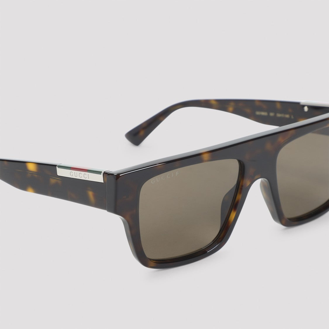 Gucci Rectangular Tortoiseshell Acetate Sunglasses With Metallic Accents