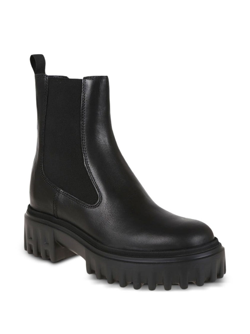 Hogan Sophisticated Black Ankle Boots With Sole