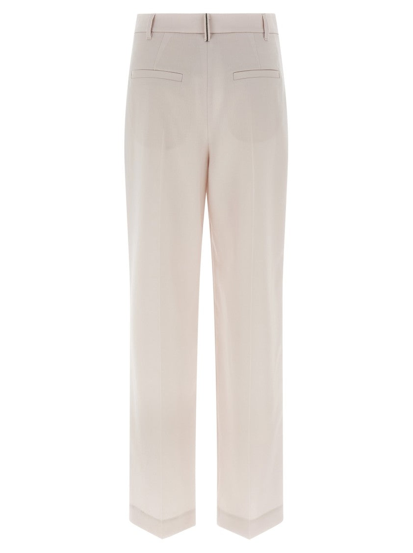 Brunello Cucinelli Formal Wool Trousers With Jewel Detail And Straight Leg Design
