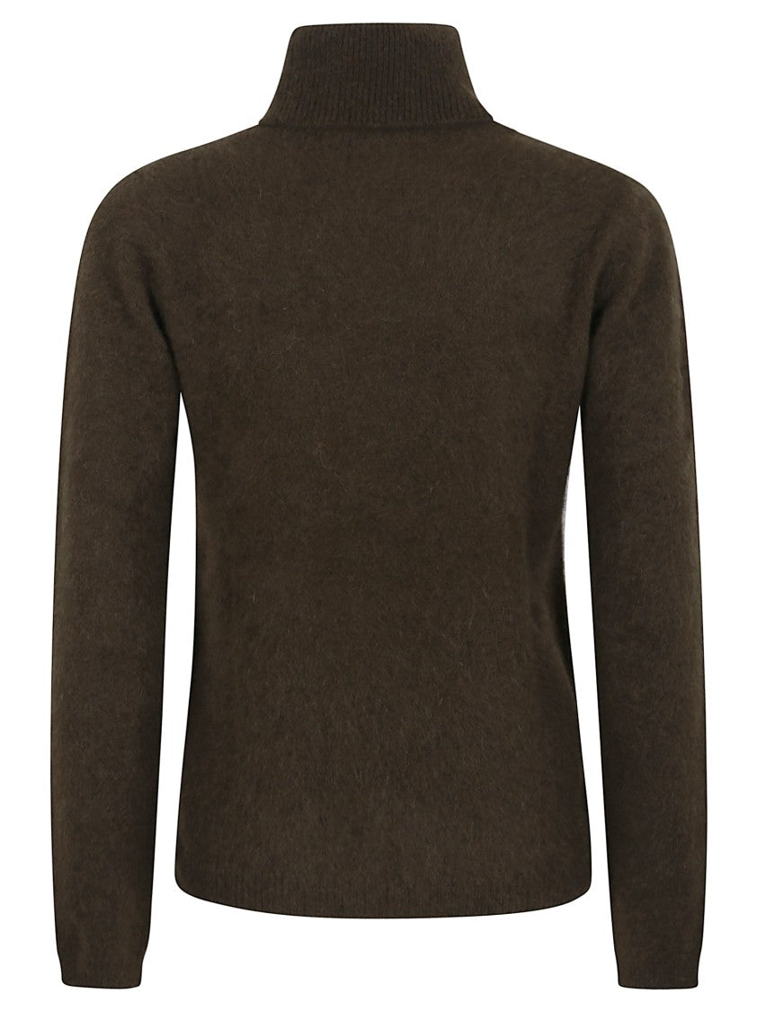 Parosh High Ribbed Turtleneck Sweater In Plush Raccoon Fur