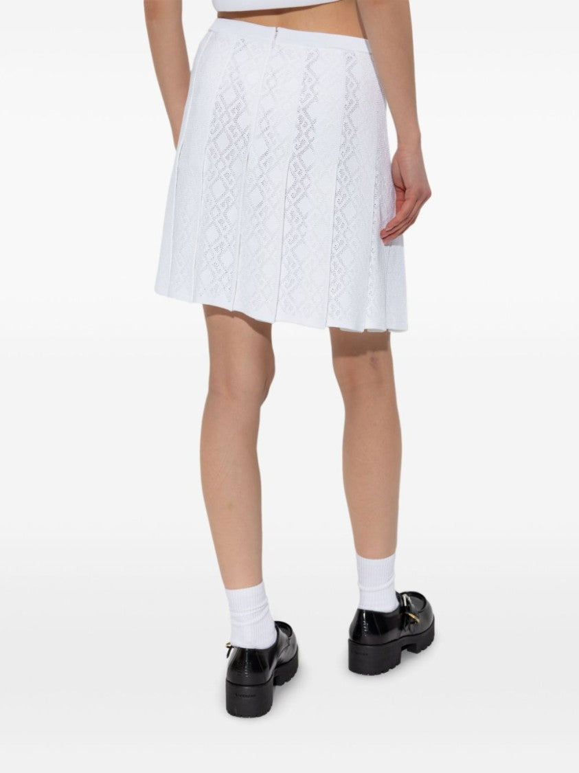 Givenchy Pleated Pointelle Knit Skirt With Ribbed Waistband