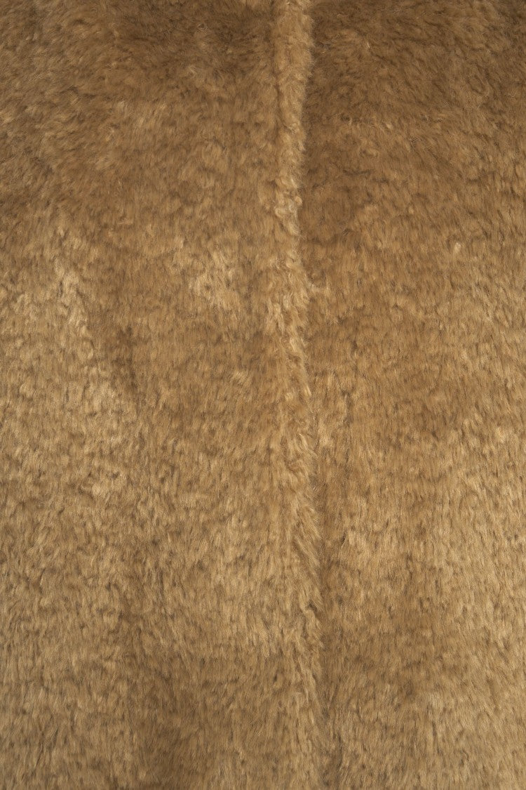 Herno Plush Faux Fur Jacket With High Collar And Buckle Closure