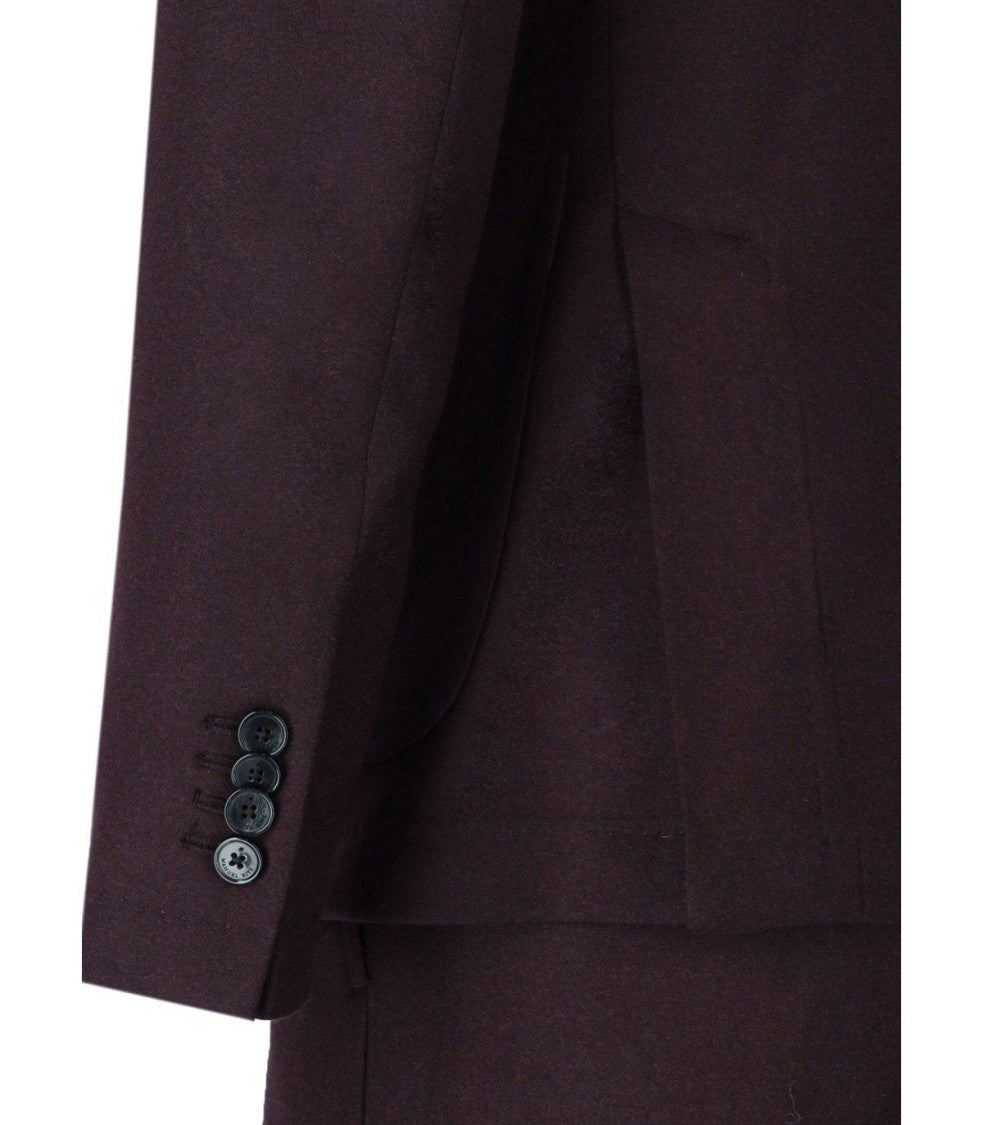 Manuel Ritz Burgundy Tailored Suit With Detachable Logo Pin