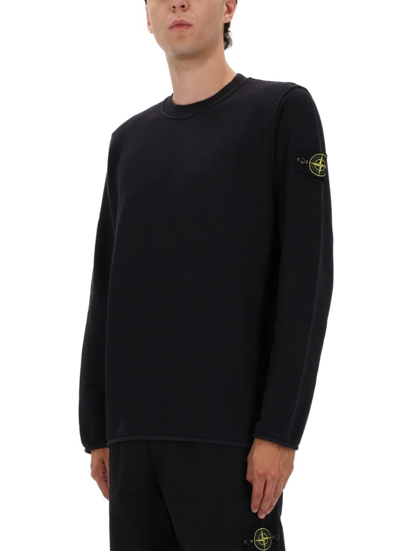 Stone Island Relaxed Fit Black Cotton Sweatshirt