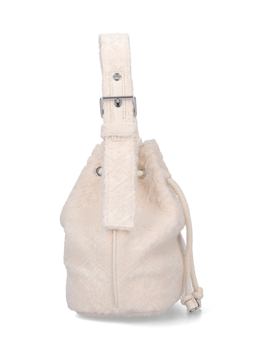 Tory Burch T Monogram Small Bucket Bag – White
