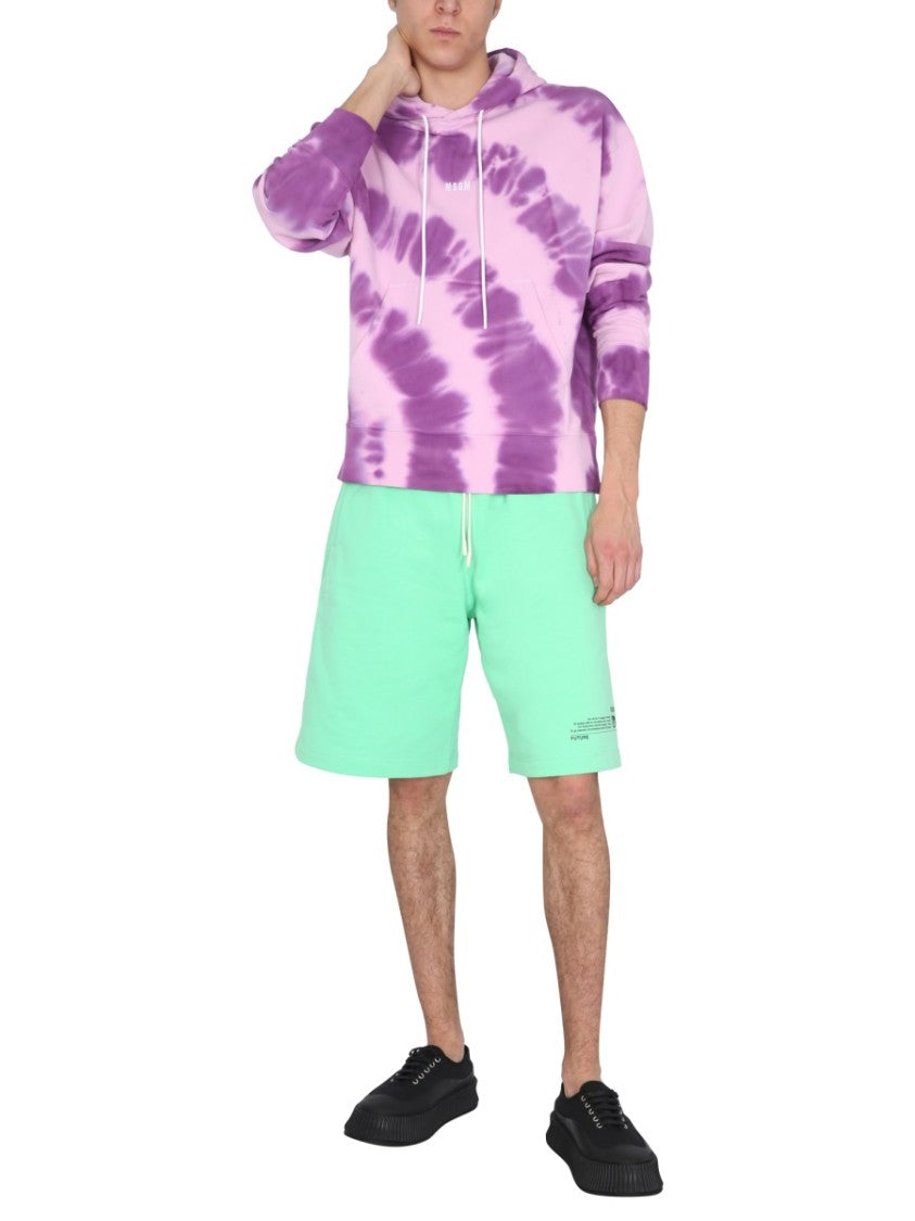 Msgm Printed Sweatshirt With Micro Logo