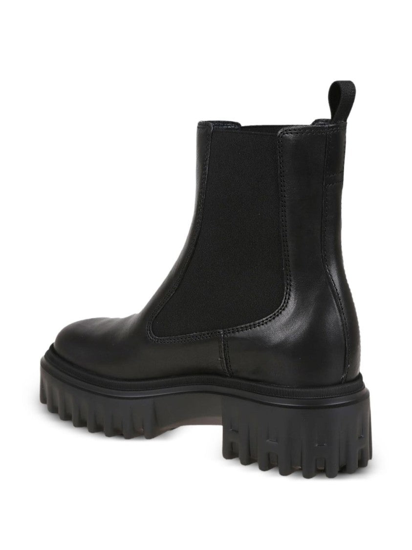 Hogan Sophisticated Black Ankle Boots With Sole