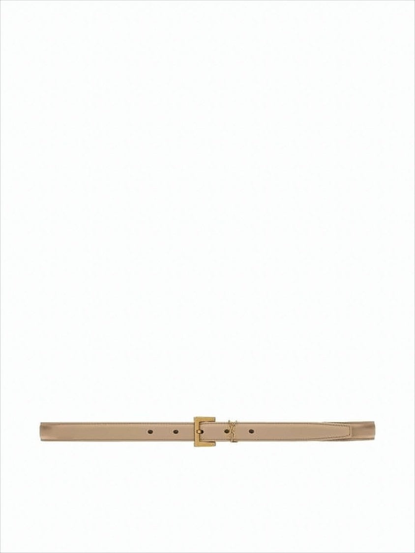 Saint Laurent Neutral Beige Cowhide Leather Slim Belt