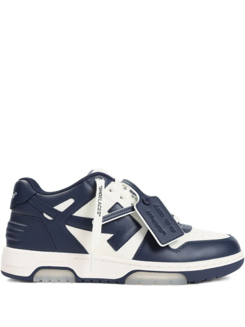 Off-White Low-Top Sneakers With Contrasting Leather Panels