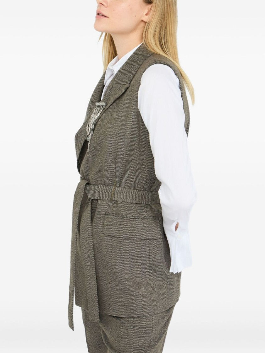Liu Jo Tailored Sleeveless Jacket With Belted Waist
