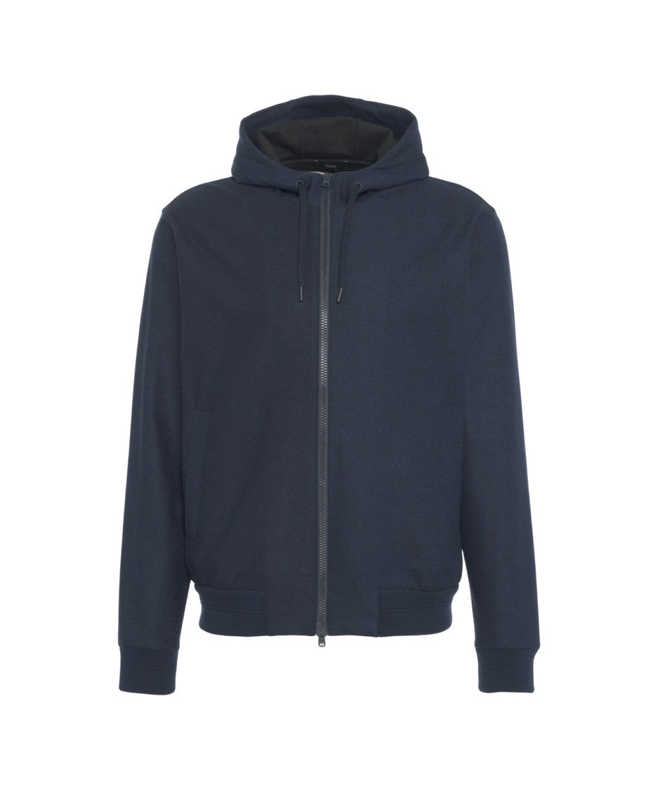 Herno Zip-Through Knitwear Hoodie With Adjustable Drawstring