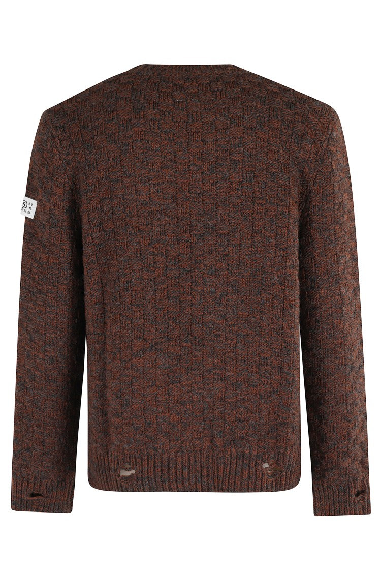 Mm6 By Maison Margiela Textured Knit Crewneck Sweater