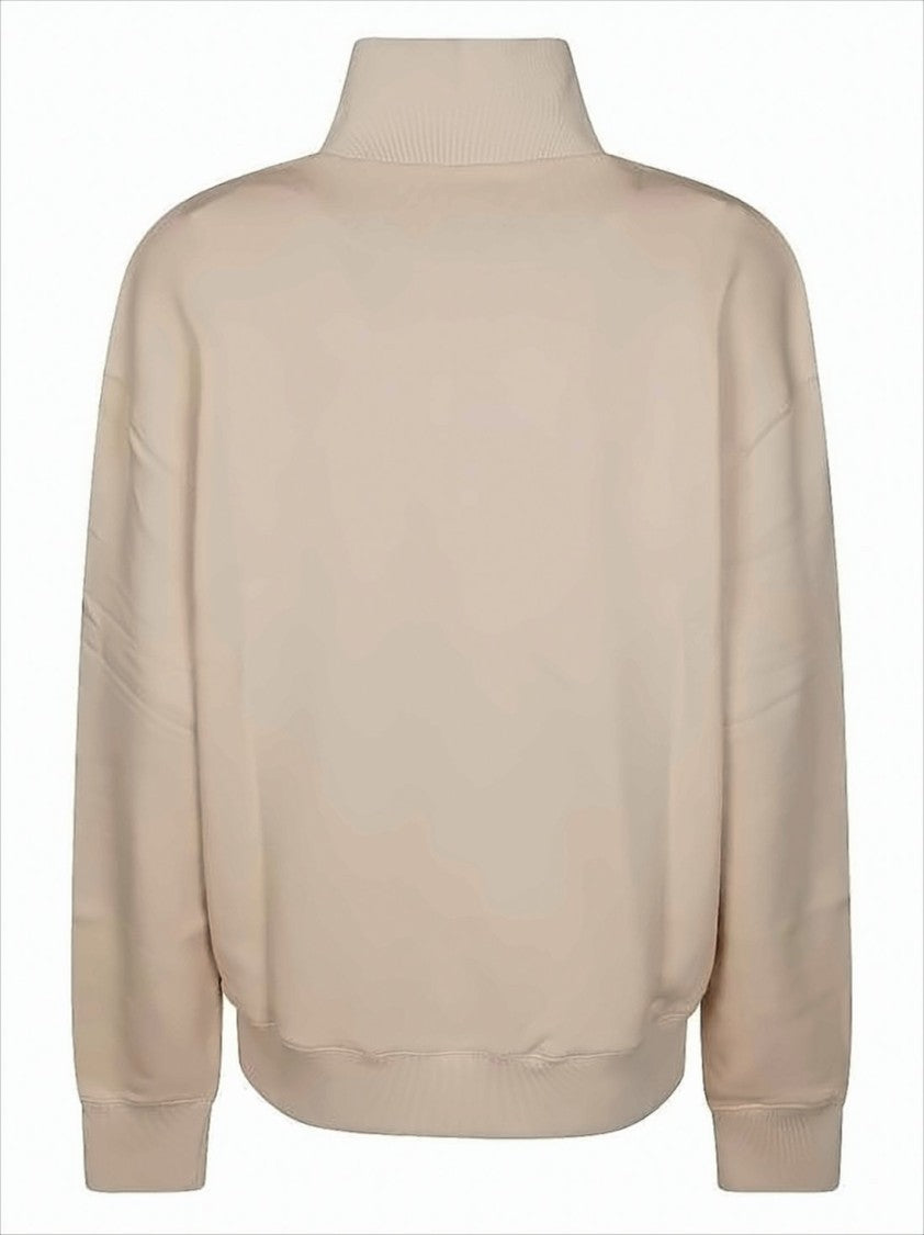 Maison Kitsuné Half-Zip Long Sleeve Pullover With Embroidered Fox Emblem