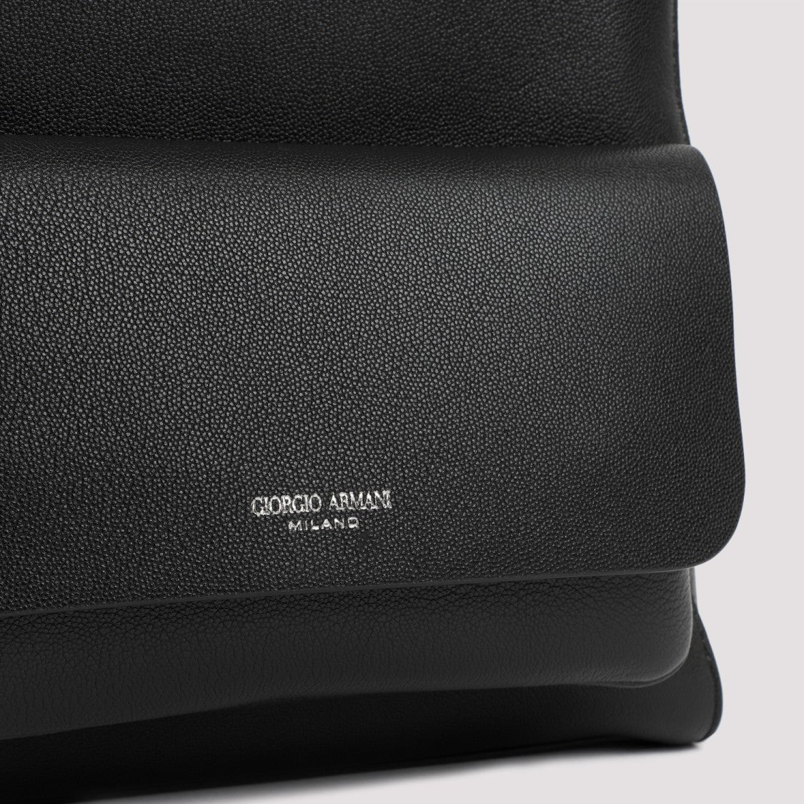 Giorgio Armani Black Grained Calf Leather Backpack