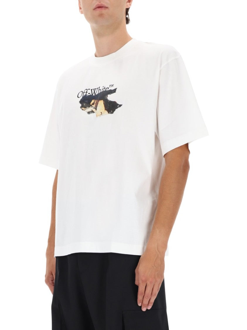 Off-White Relaxed Fit Graphic Print Off-White T-Shirt