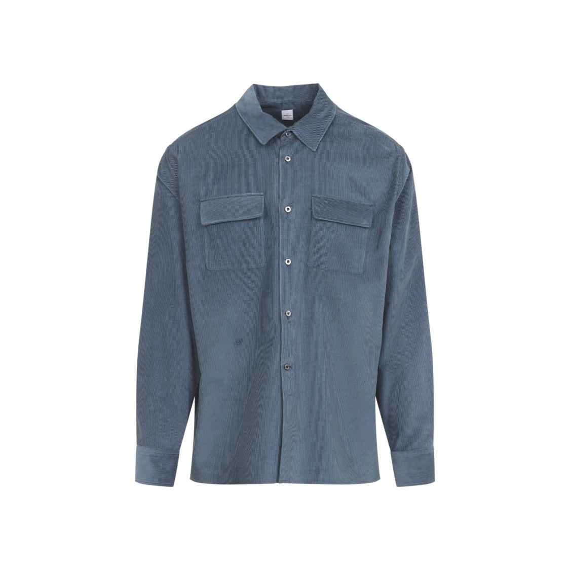 Berluti Blue Cotton Corduroy Shirt With Monogram Embroidery