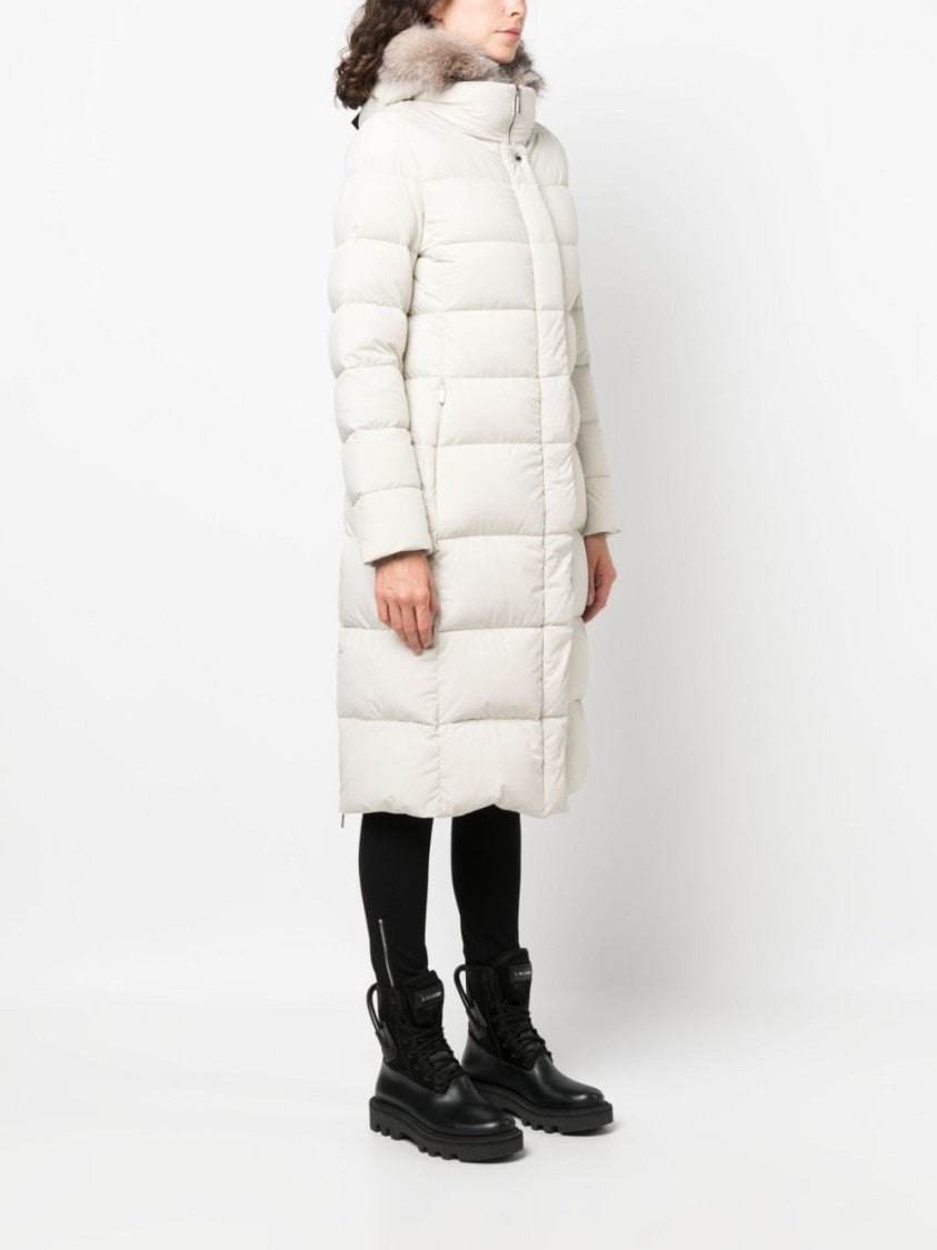 Moorer Long Down Jacket With Hairy Hat