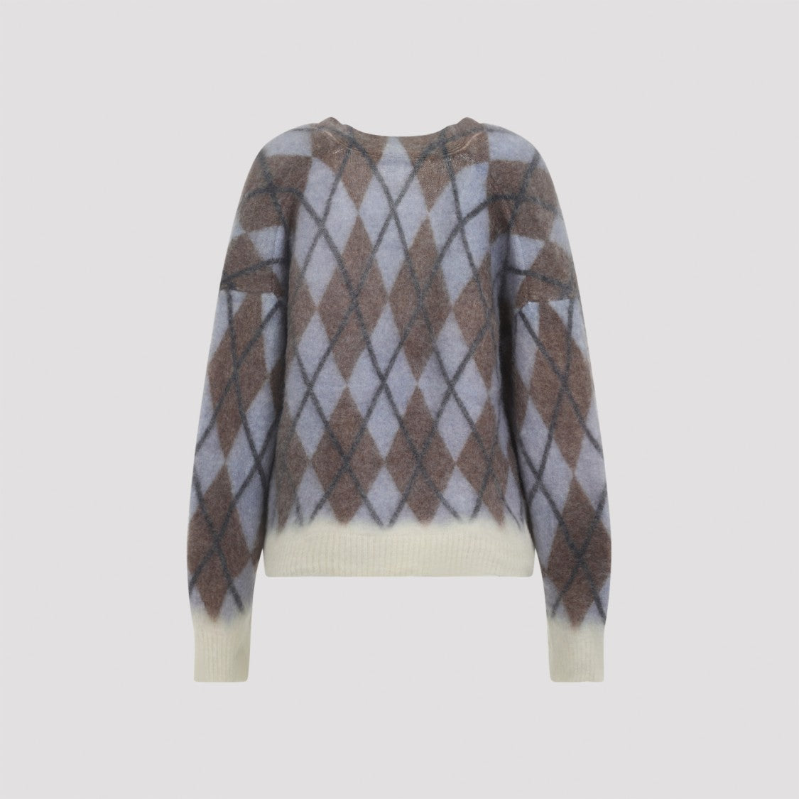 Acne Studios Classic Argyle Cardigan With V-Neckline And Ribbed Details