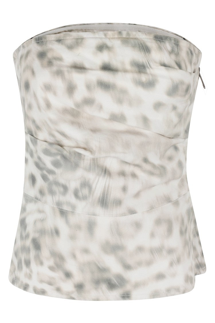 Rotate Butter Leopard Print Denim Top