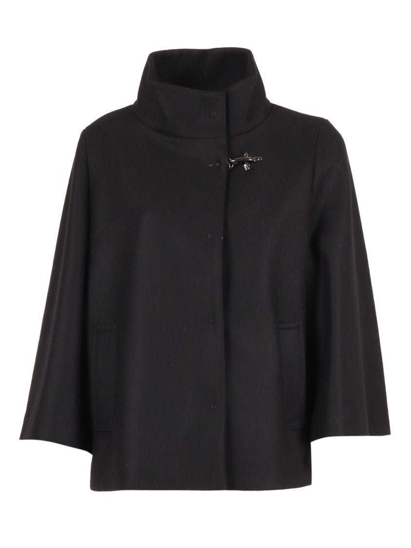 Fay Wool-Blend Cape With Hook Closure