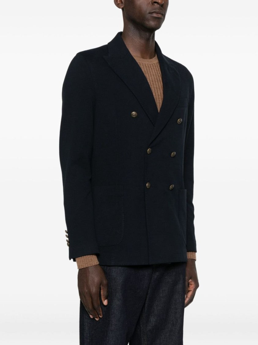 Circolo 1901 Structured Blue Jacket With Front Zipper Closure