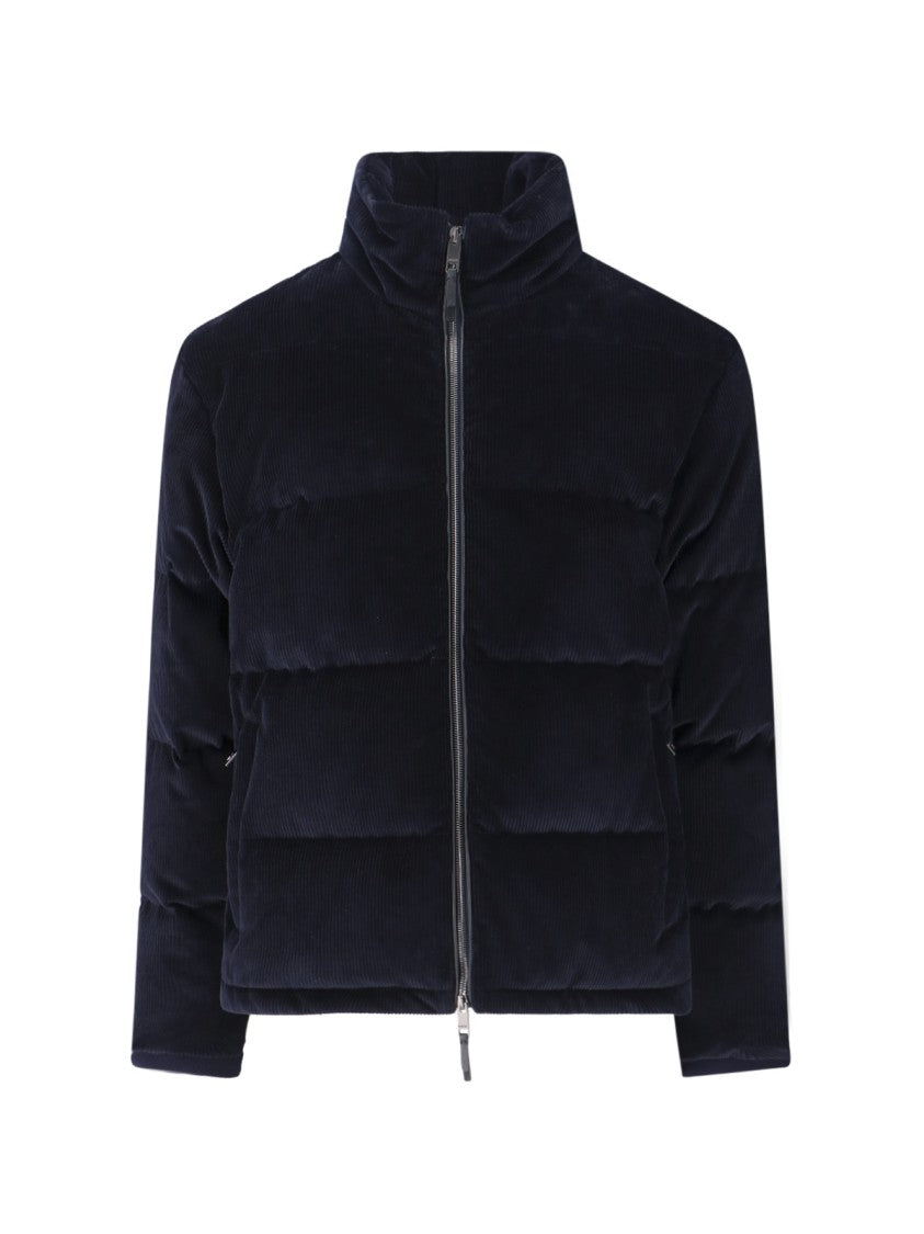 Burberry "Corduroy" Short Puffer Jacket – Navy Blue