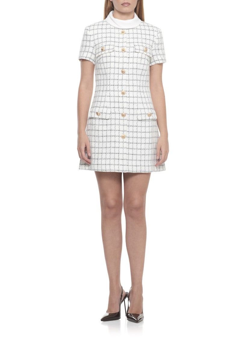 Self-Portrait Check Boucle Mini Dress
