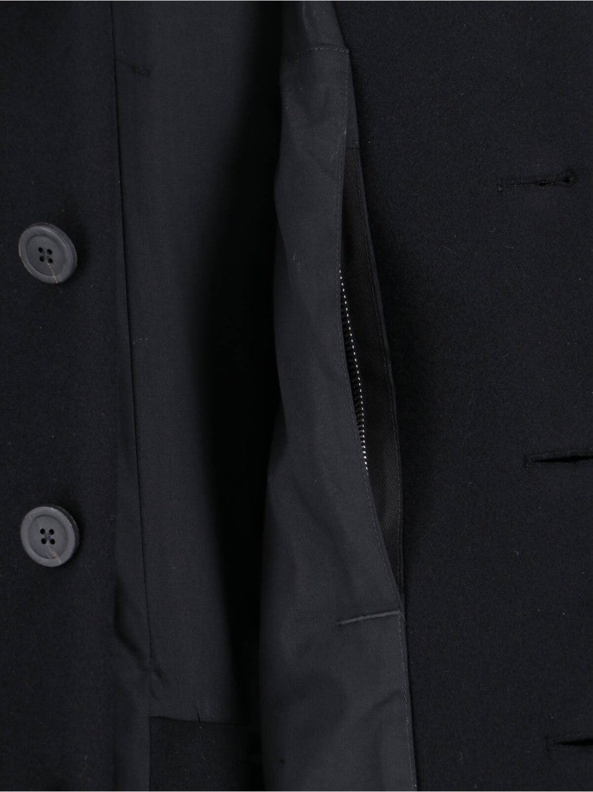 Rick Owens Minimalist Black Jacket With High Stand Collar And Boxy Silhouette