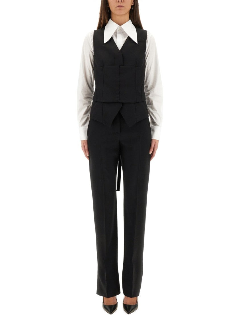 Alexander Mcqueen Fitted Black Vest Corset
