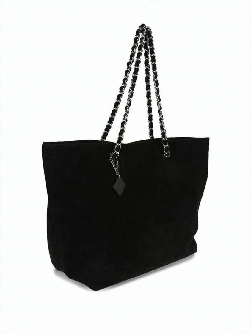 Tory Burch Rectangular Cotton Shoulder Bag With Chain-Link Straps