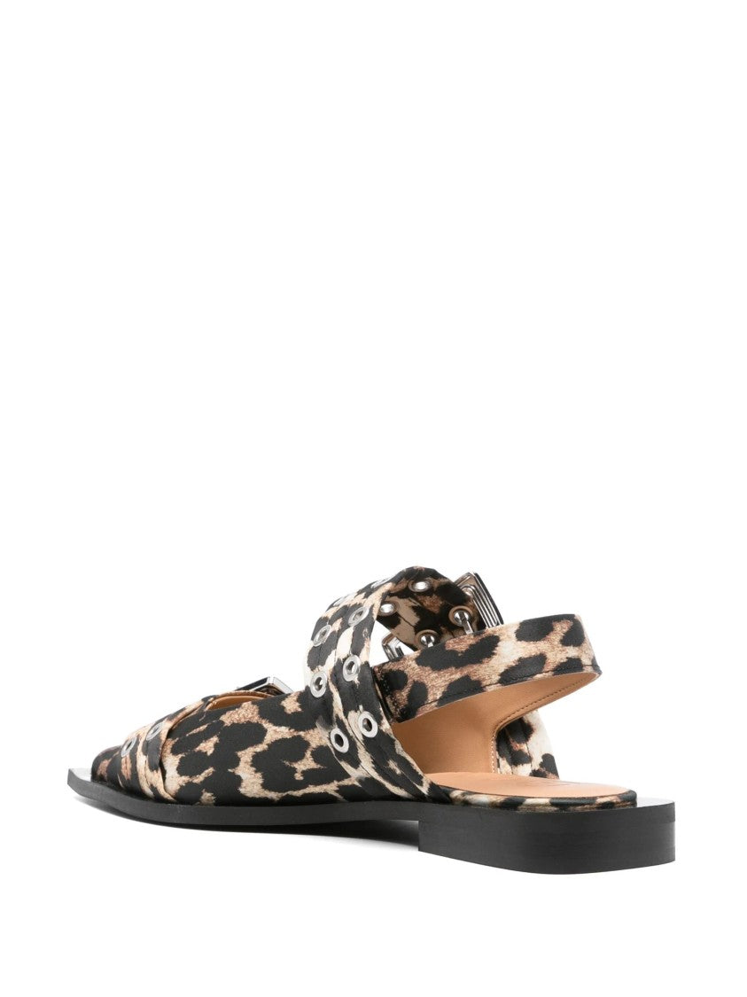 Ganni Pointed-Toe Ballerina Flats With Buckle Detail