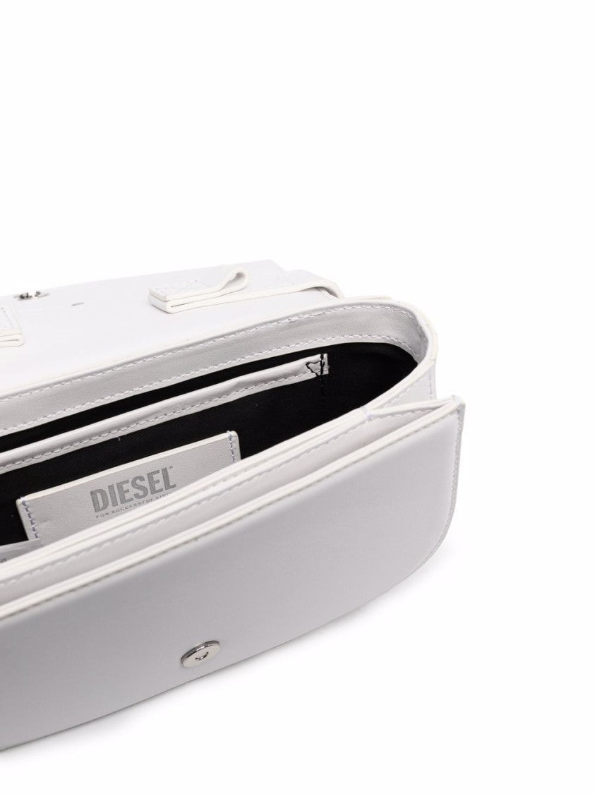 Diesel Structured White Handbag With Metallic Logo Accent
