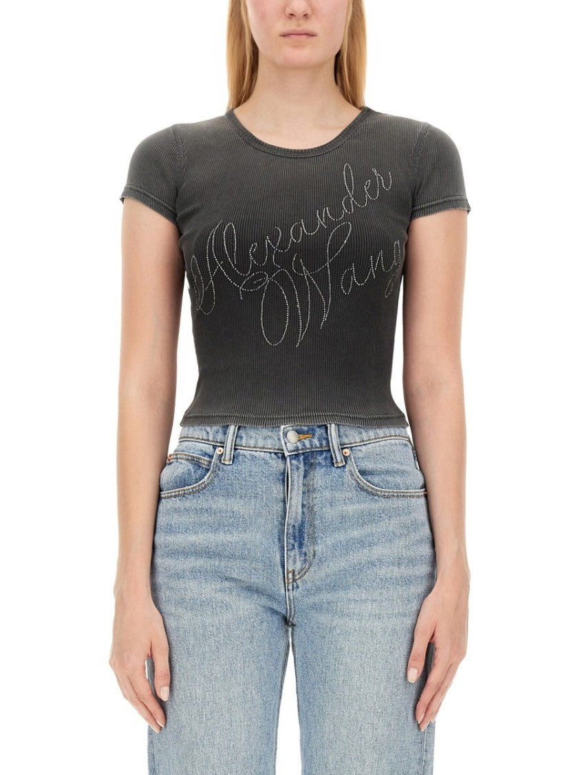 Alexander Wang Rhinestone Logo T-Shirt