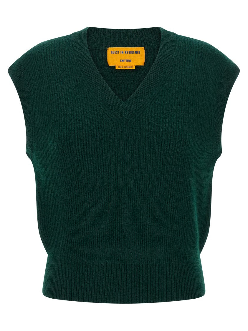 Guest In Residence Medium-Weight Ribbed Cashmere Vest With V-Neck Design