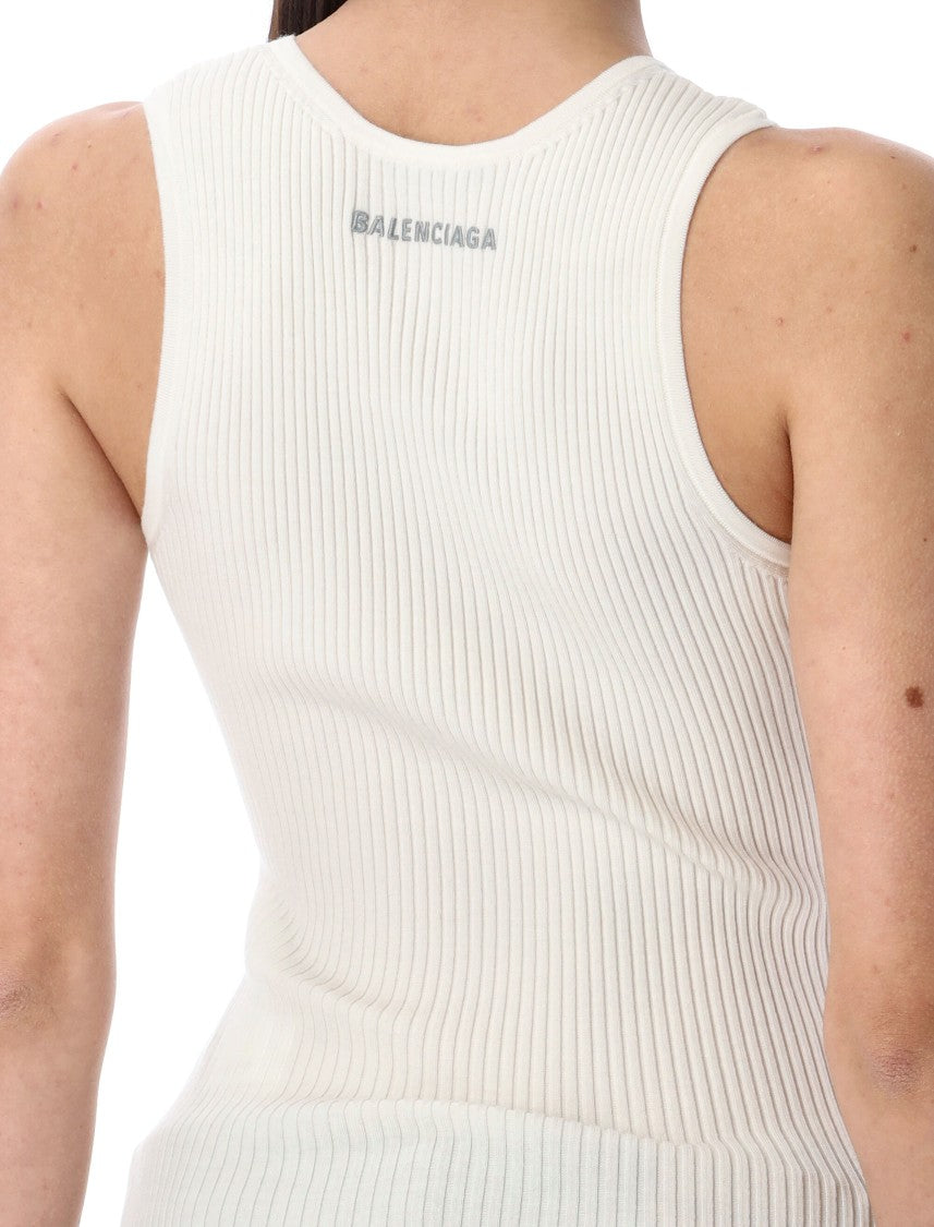 Balenciaga Ribbed White Tank Top