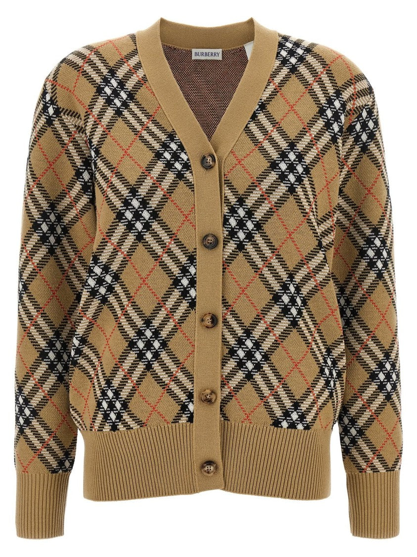 Burberry Classic Beige Knit Sweater With Ribbed Cuffs And Hem