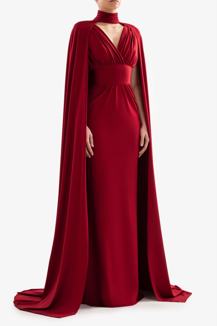 Saiid Kobeisy Jersey Dress With Cape