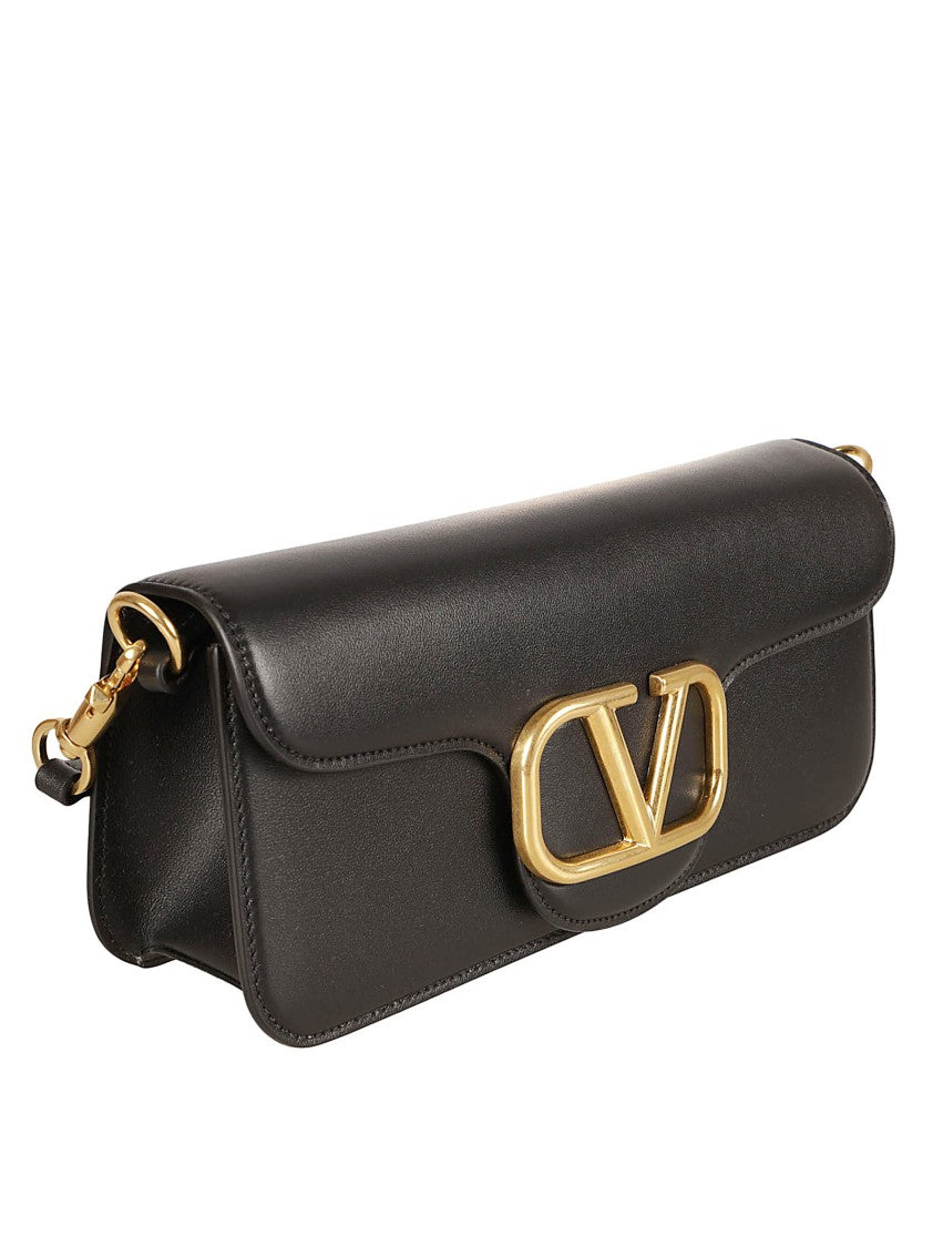 Valentino Garavani Structured Black Calf Leather Shoulder Bag